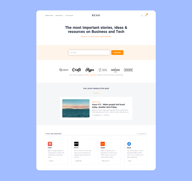 Beak - A Newsletter theme for Ghost