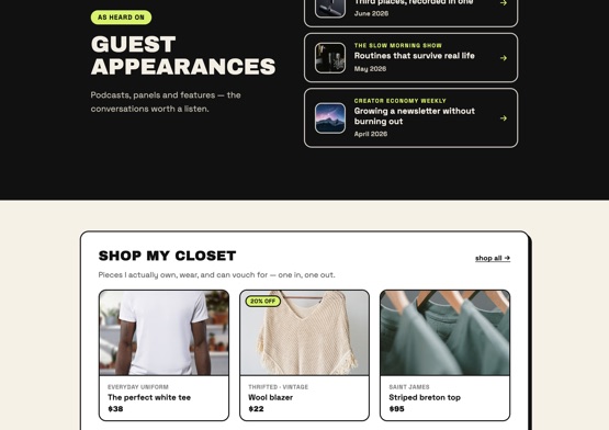 Kite Ghost Theme - homepage sections