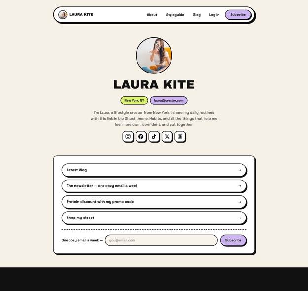 Kite - Link in Bio Ghost Theme