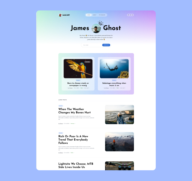 Macaw - The Newsletter Template for Ghost
