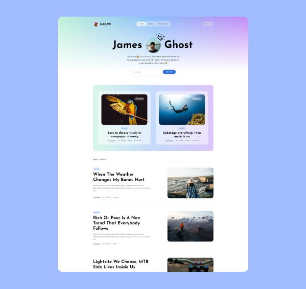 Skylark - Ghost Blog Theme