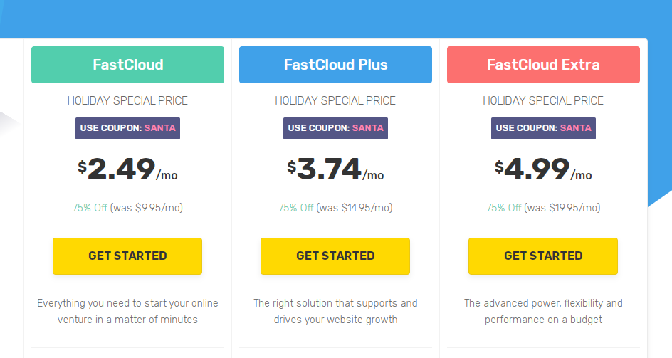 FastComet Hosting Pricing Options