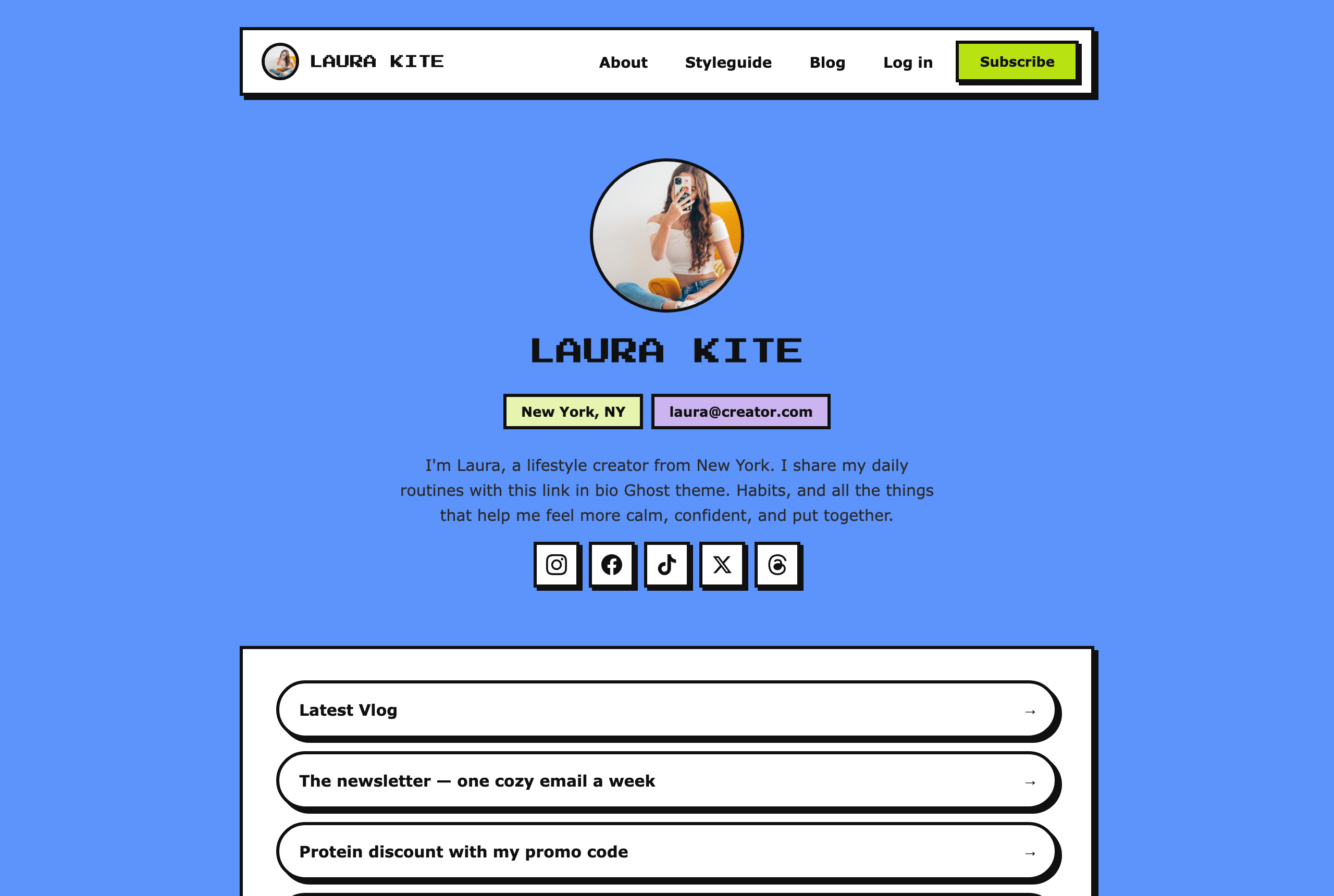 Kite homepage rendered in the Arcade style