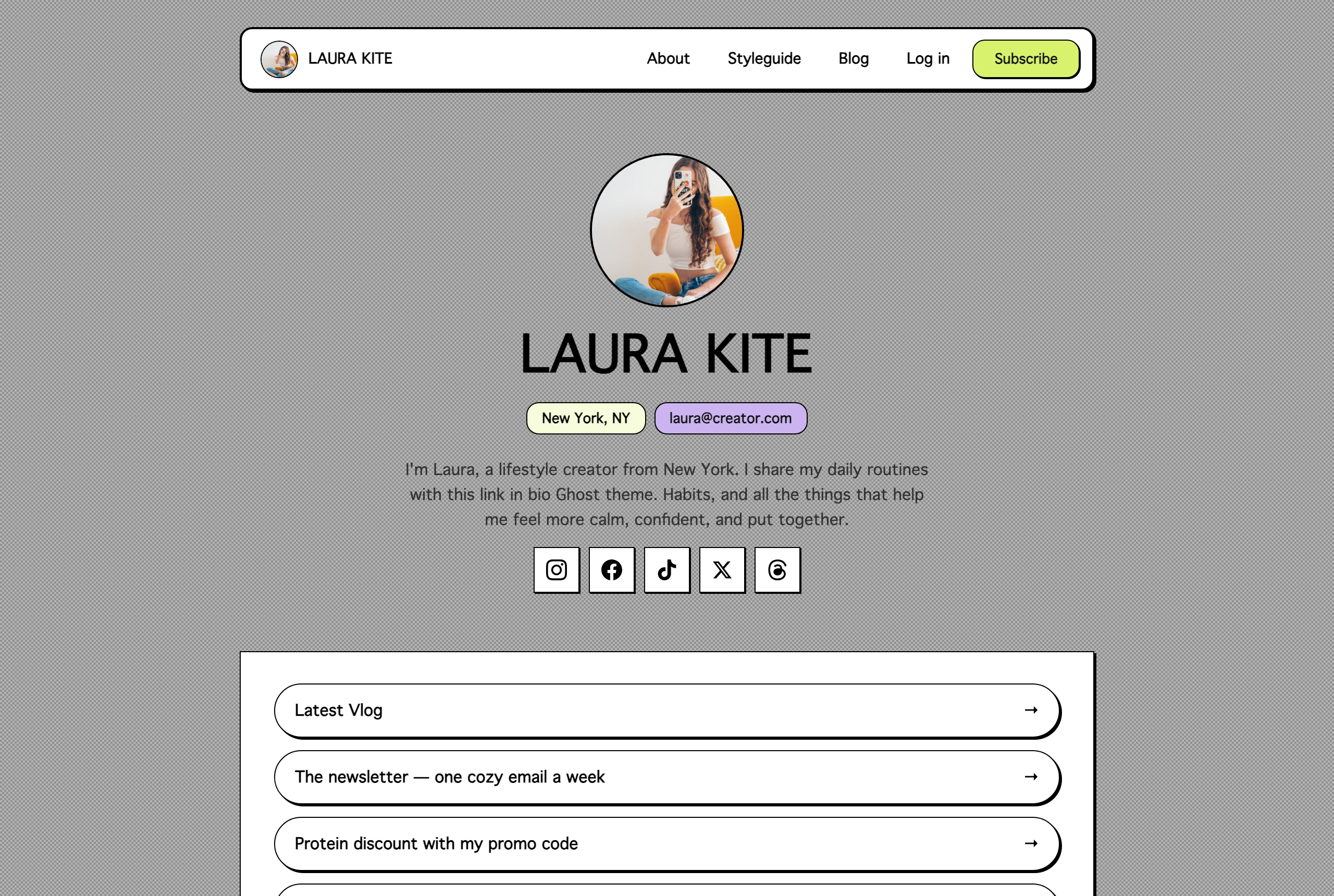 Kite homepage rendered in the Bitmap style