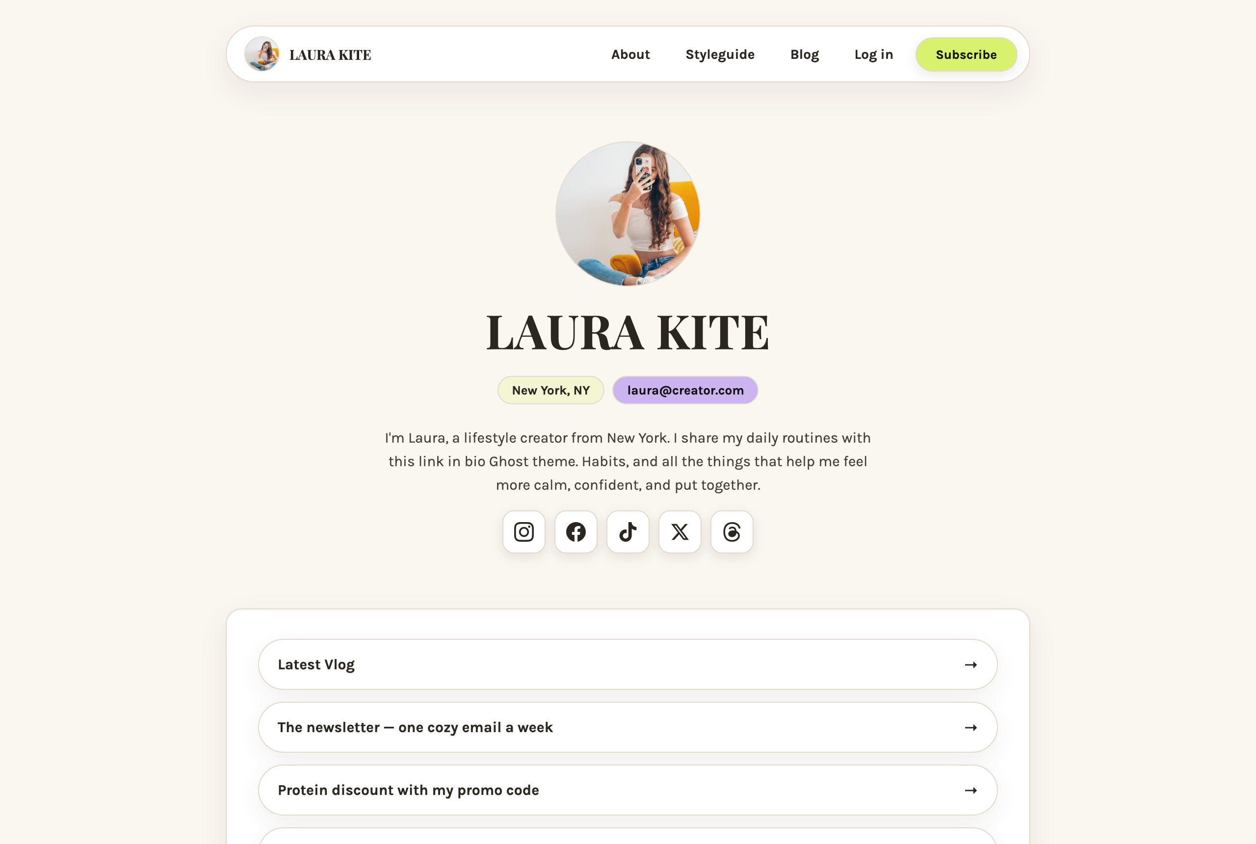Kite homepage rendered in the Editorial style