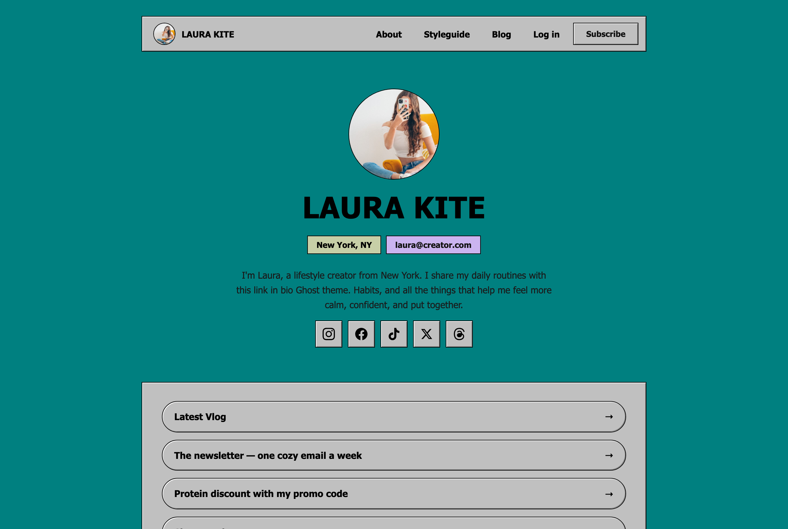 Kite homepage rendered in the Retro OS style