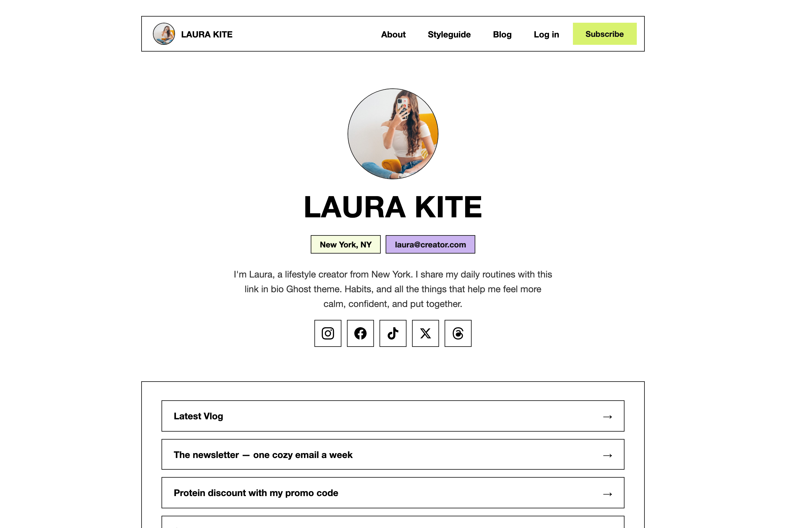 Kite homepage rendered in the Swiss style